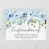 スカイブルーウォーター色フローラ確認 招待状 (正面/裏面)