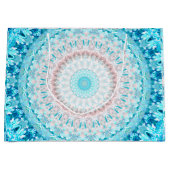 スカイブルーエレガントクリスタル誕生日 ラージペーパーバッグ (正面)