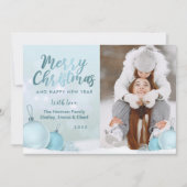 スカイブルーエレガントクリスマス装飾写真 シーズンカード (正面)