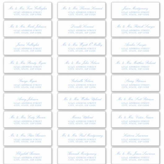 スカイブルーエレガントスクリプトゲスト住所 シール (正面)