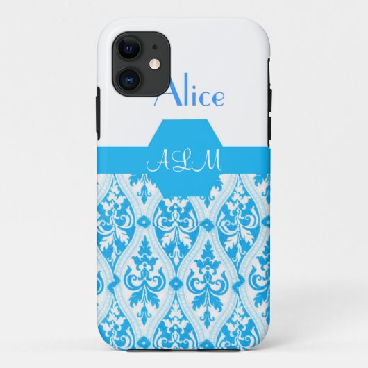 スカイブルーエレガントダマスク Case-Mate iPhoneケース (裏面)