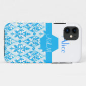 スカイブルーエレガントダマスク Case-Mate iPhoneケース (裏面(横))