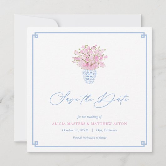 スカイブルーエレガントバレエピンクジンジャージャー結婚ズ セーブザデート (正面)