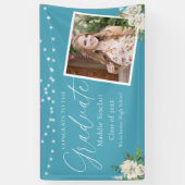 スカイブルーエレガントフォトフローラ卒業 横断幕 (縦)