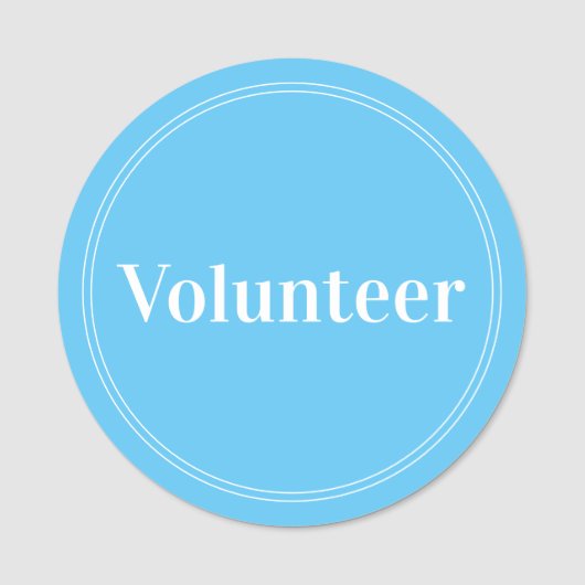 スカイブルーエレガントボランティア磁気 名札 (正面)