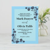 スカイブルーエレガント結婚式招待状 – ロマンチック 招待状 (スタンド正面)