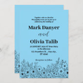 スカイブルーエレガント結婚式招待状 – ロマンチック 招待状 (正面/裏面)