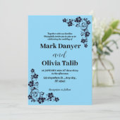 スカイブルーエレガント結婚式招待状 – ロマンチック 招待状 (スタンド正面)