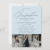 スカイブルーエレガント3写真卒業パーティー 招待状 (正面)