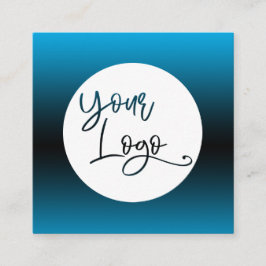 スカイブルーカスタムとブラックにロゴを追加グラデーションする スクエア名刺