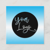 スカイブルーカスタムの上にロゴを追加しグラデーションます スクエア名刺 (正面)