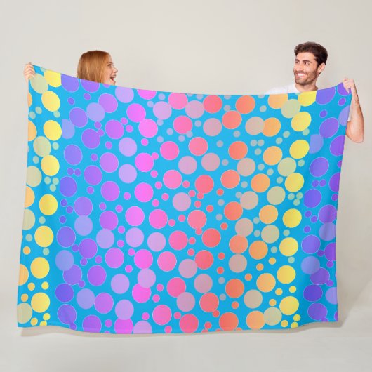 スカイブルーカラフル抽象芸術パターン水玉模様 フリースブランケット (インサイチュ)