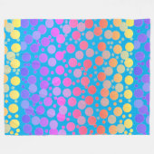 スカイブルーカラフル抽象芸術パターン水玉模様 フリースブランケット (正面(横))