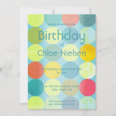 スカイブルーカラフル&サークル誕生日招待状 招待状 (正面)