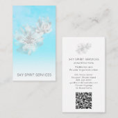 *～*スカイブルークラウドQRフラワーグリッターきらめく 名刺 (正面/裏面)