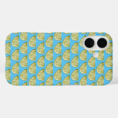 スカイブルークラシック上のライムグリーンスライスパターン Case-Mate iPhoneケース (裏面 (横))