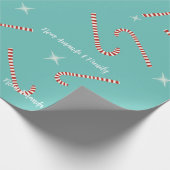 スカイブルークリスマスゼリーローリー名前をカスタムする ラッピングペーパー (角)