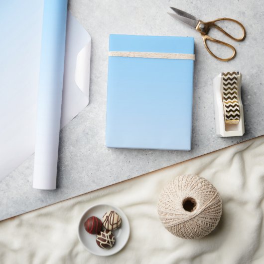 スカイブルーグラデーションホワイト ラッピングペーパー (クラフト)