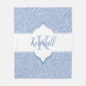 スカイブルーグリッターモノグラムブランケット フリースブランケット (正面)