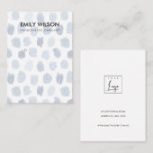 スカイブルーグレーの水彩ドットイヤリング表示ロゴ 名刺 (正面/裏面)