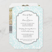 スカイブルーグレーフォト婚約パーティ招待状 招待状 (正面/裏面)