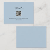スカイブルーコンテンポラリーQRコードウェディングRSVP II エンクロージャーカード (正面/裏面)