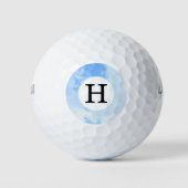スカイブルーシンプルイニシャル ゴルフボール (正面)