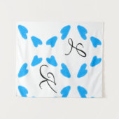 スカイブルーシンプルウォーター色あなたのモノグラム名を追加 タペストリー (正面(横))