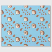 スカイブルーシームレスラッピング紙とヘッジホグ ラッピングペーパー (フラット)