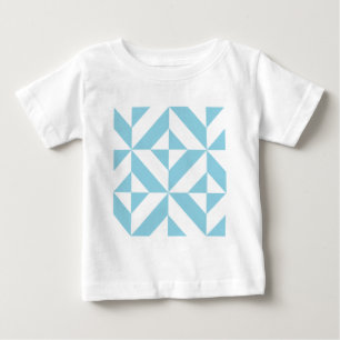 スカイブルージオメトリックデコキューブパターン ベビーTシャツ