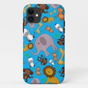 スカイブルージャングルサファリ動物 iPhone 11 ケース