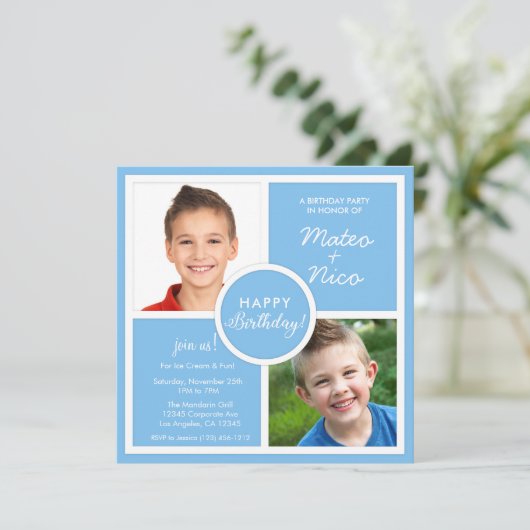 スカイブルースクウェア誕生日パーティー写真 招待状 (スタンド正面)