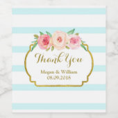 スカイブルーストライプフローラピンク金ゴールドワインラベル ワインラベル (シングルラベル)