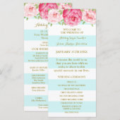 スカイブルーストライプ結婚式 プログラムピンクウォーター プログラム (正面/裏面)