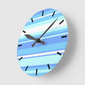 スカイブルーストライプ ラウンド壁時計 (傾斜)
