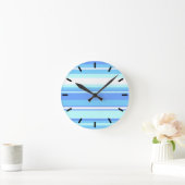 スカイブルーストライプ ラウンド壁時計 (ホーム)