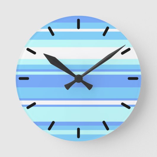 スカイブルーストライプ ラウンド壁時計 (正面)