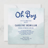 スカイブルーセージ緑の植物性男の赤ちゃんシャワー 招待状 (正面)