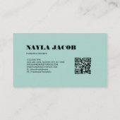 スカイブルーチェックパターンQRコード手作り衣類 名刺 (裏面)