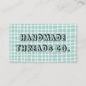 スカイブルーチェックパターンQRコード手作り衣類 名刺 (正面)