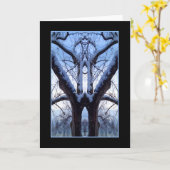 スカイブルーツリーデザインカード カード (黄色い花)