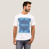 スカイブルーティー – イスラムアートデザインシャツ Tシャツ (正面フル)