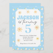 スカイブルーデイジー誕生日パーティーの招待状Any Age 招待状 (正面/裏面)