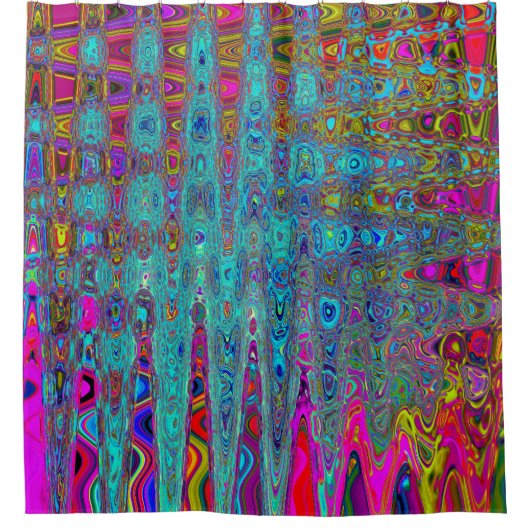 スカイブルートリップ（幻覚体験）のような抽象芸術レトロ原子波 シャワーカーテン (正面)