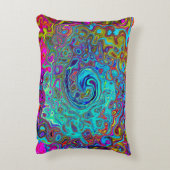スカイブルートリップ（幻覚体験）のような抽象芸術レトロ液体スワール アクセントクッション (裏面(縦))