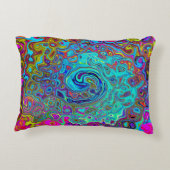 スカイブルートリップ（幻覚体験）のような抽象芸術レトロ液体スワール アクセントクッション (裏面)