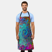 スカイブルートリップ(幻覚体験)のような抽象芸術レトロ液体スワール エプロン (着用した状態)