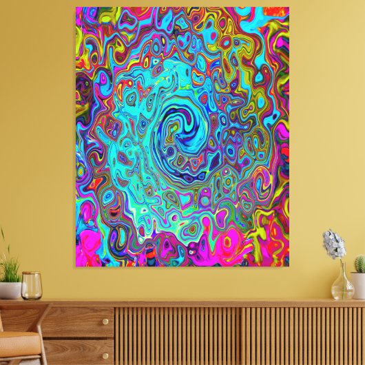 スカイブルートリップ(幻覚体験)のような抽象芸術レトロ液体スワール キャンバスプリント (インサイチュ (リビング))