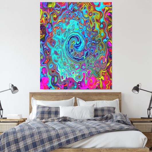 スカイブルートリップ(幻覚体験)のような抽象芸術レトロ液体スワール キャンバスプリント (インサイチュ (寝室))