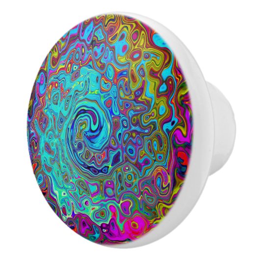 スカイブルートリップ（幻覚体験）のような抽象芸術レトロ液体スワール セラミックノブ (右)